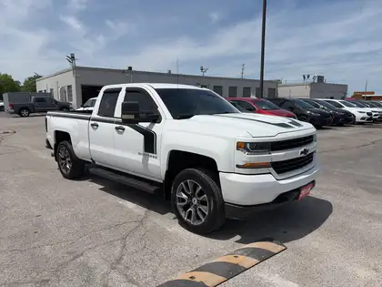 White 2018 Chevrolet Silverado 1500 Custom Double Cab 4WD Pickup Truck Four-Wheel Drive 6-Speed Automatic