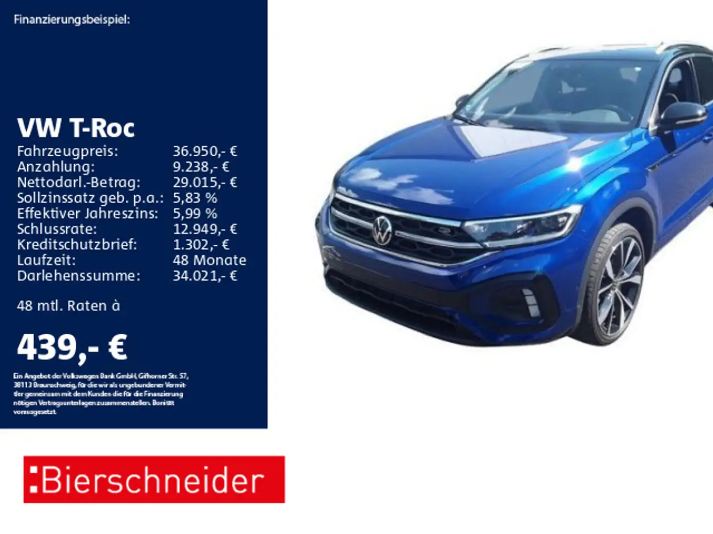 Volkswagen T-Roc 2.0 TSI DSG 4Mo R-Line AHK PANO STAND 19 Blau - 1