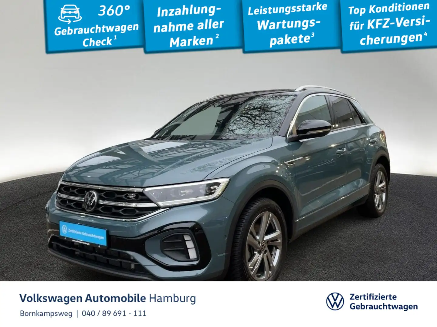 Volkswagen T-Roc 1.5 TSI R-Line DSG AHK Navi Kamera Blau - 1