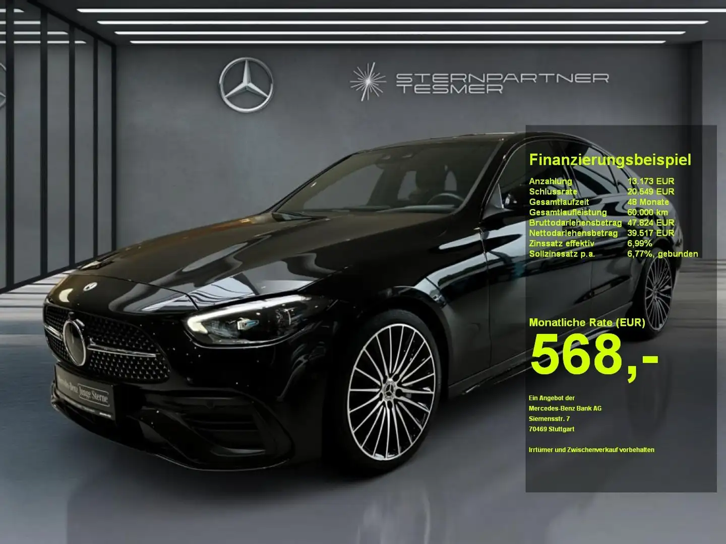 Mercedes-Benz C 300 d AMG Night, DiG.L,HuD,BURM,360°,PANO,AHK Schwarz - 1