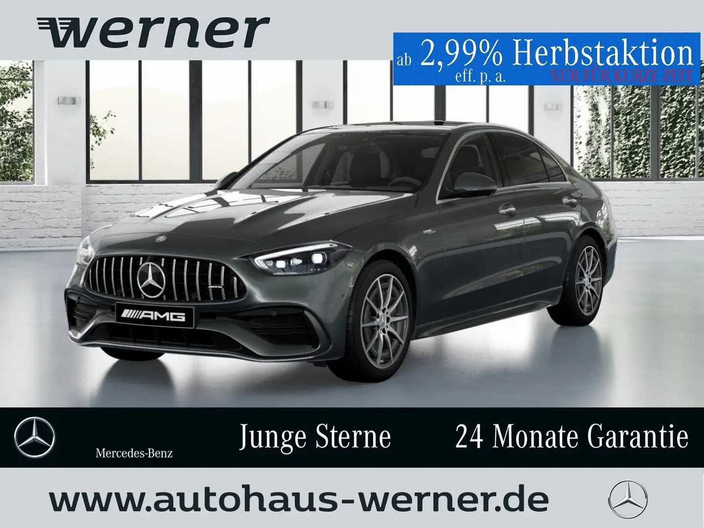 Mercedes-Benz C 43 AMG 4M PREM+ PANO MEMO 4,5°HA WDGS BURME 360° KEYLGO Grigio - 1
