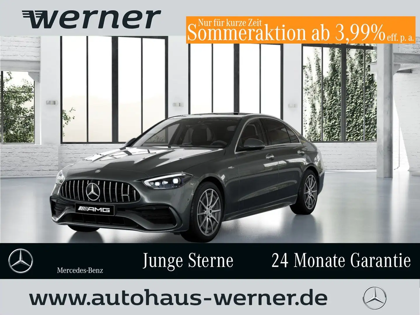 Mercedes-Benz C 43 AMG 4M PREM+ PANO MEMO 4,5°HA WDGS BURME 360° KEYLGO Szary - 1
