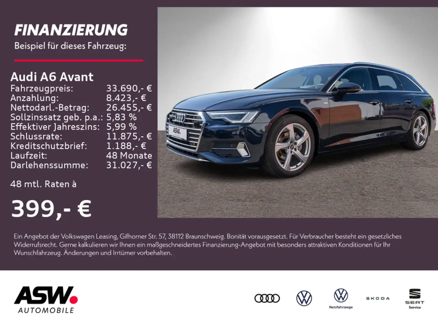 Audi A6 S line 40 TDI S tronic B&O PANO AHK VC Blauw - 1