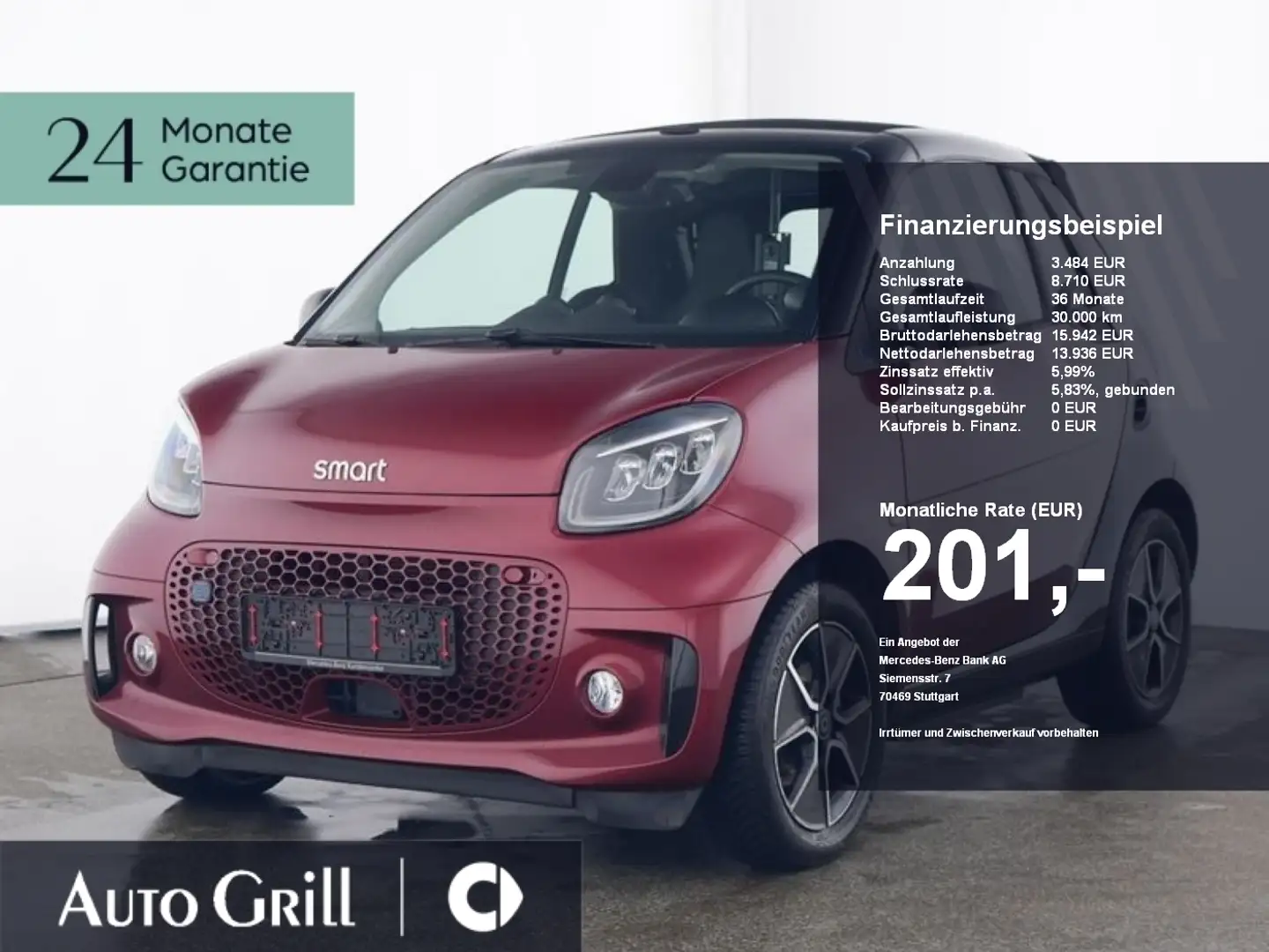 smart forTwo EQ Cabrio Exclusive Carbon JBL 22kw Plus crvena - 1