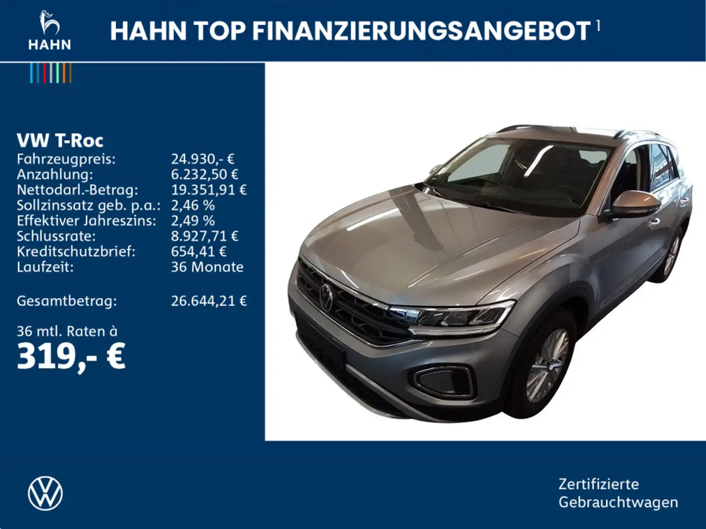 Volkswagen T-Roc 1.0TSI Life ACC AHK LED Navi PDC Parklenk Silber - 2