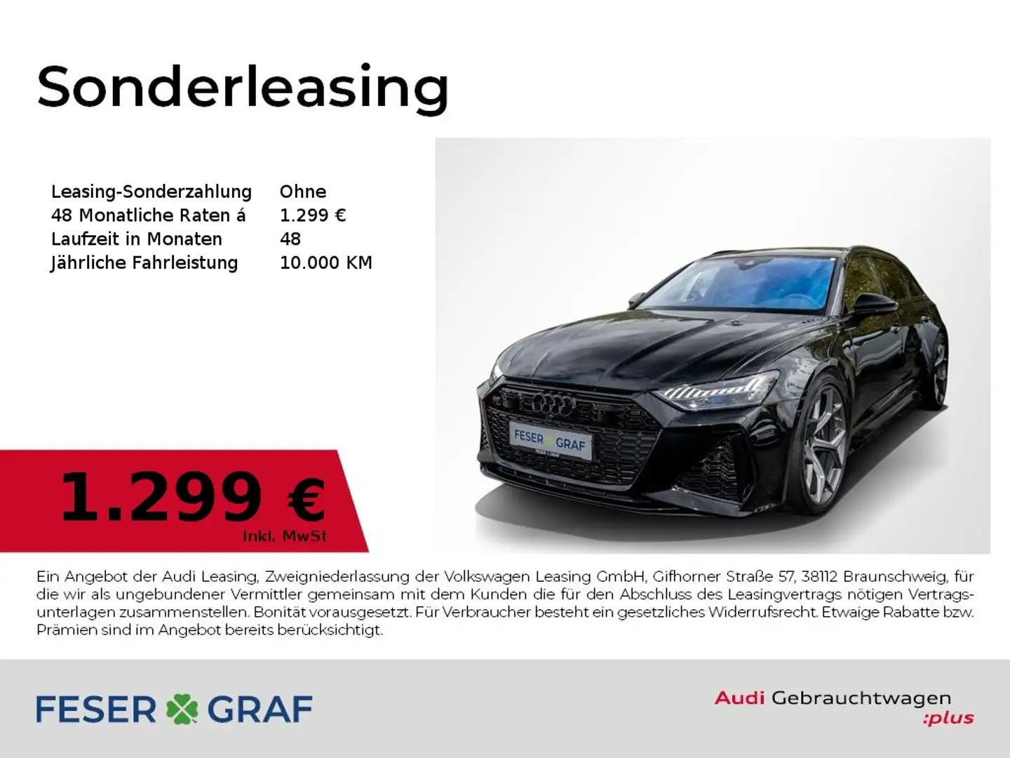 Audi RS6 Avant PERFORMANCE B&O/Pano/Assis-P+/NP173905 Schwarz - 1