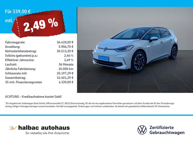 Volkswagen ID.3 Pro 150kW +2,49%+WÄRMEP+PANOD+WR+DCC+NAVI+ACC+APP