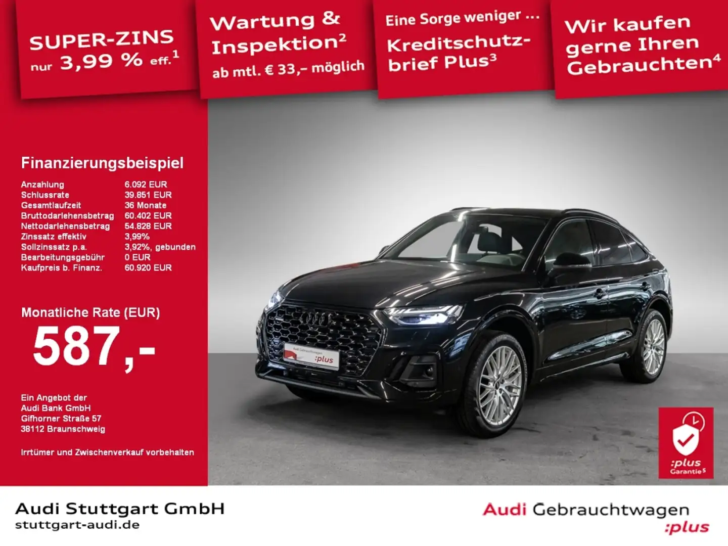 Audi Q5 Sportback S line 55 TFSI e quattro S tronic Schwarz - 1