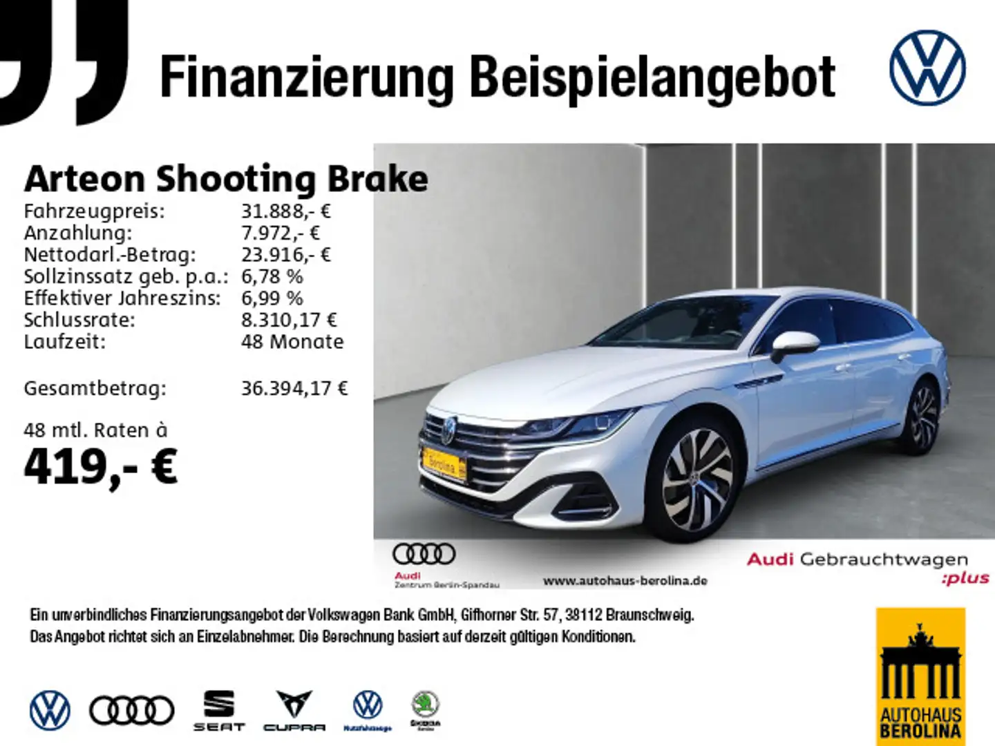 Volkswagen Arteon 1.4 eTSI R-Line DSG *STDH* Weiß - 1