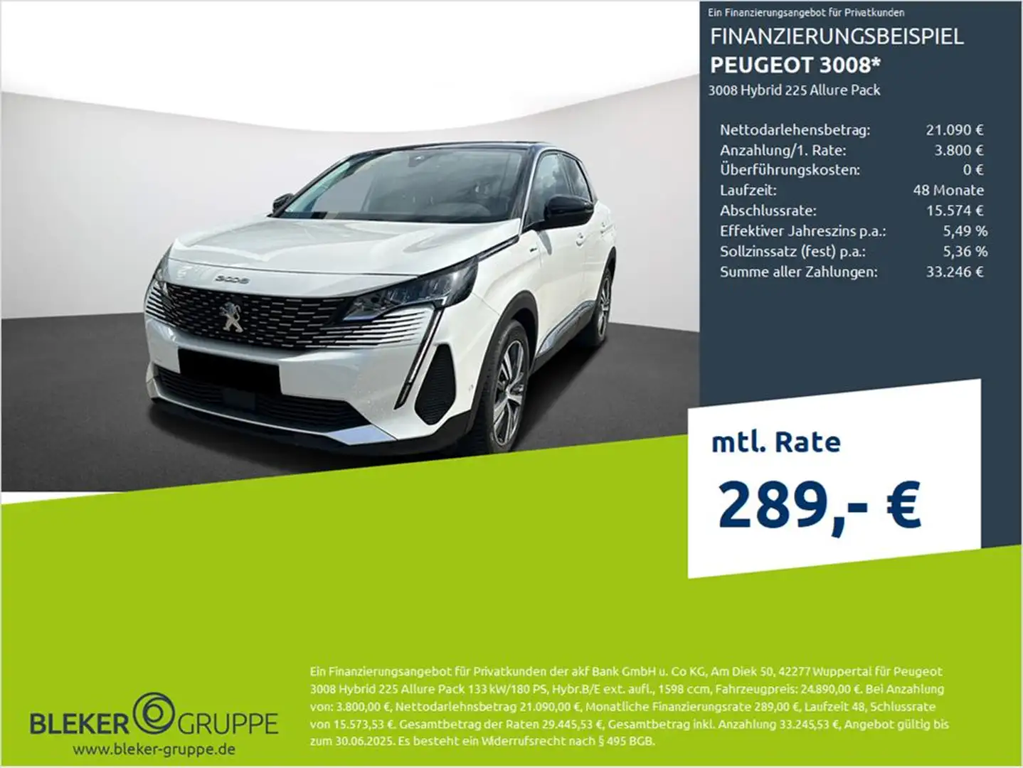 Peugeot 3008 3008 Hybrid 225 Allure Pack Weiß - 1