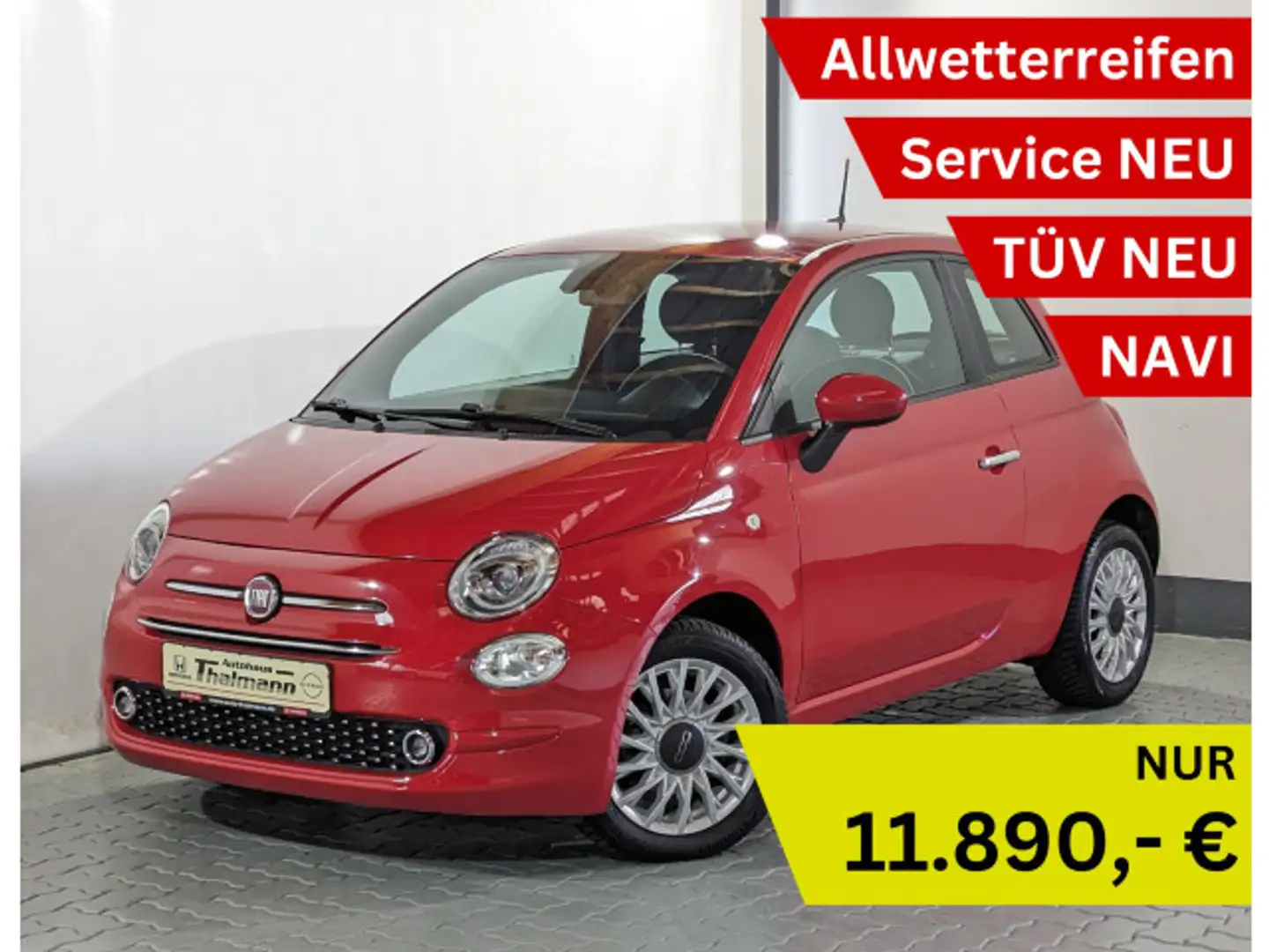 Fiat 500 Lounge 1.0 Mild Hybrid NAVI DAB Rot - 2