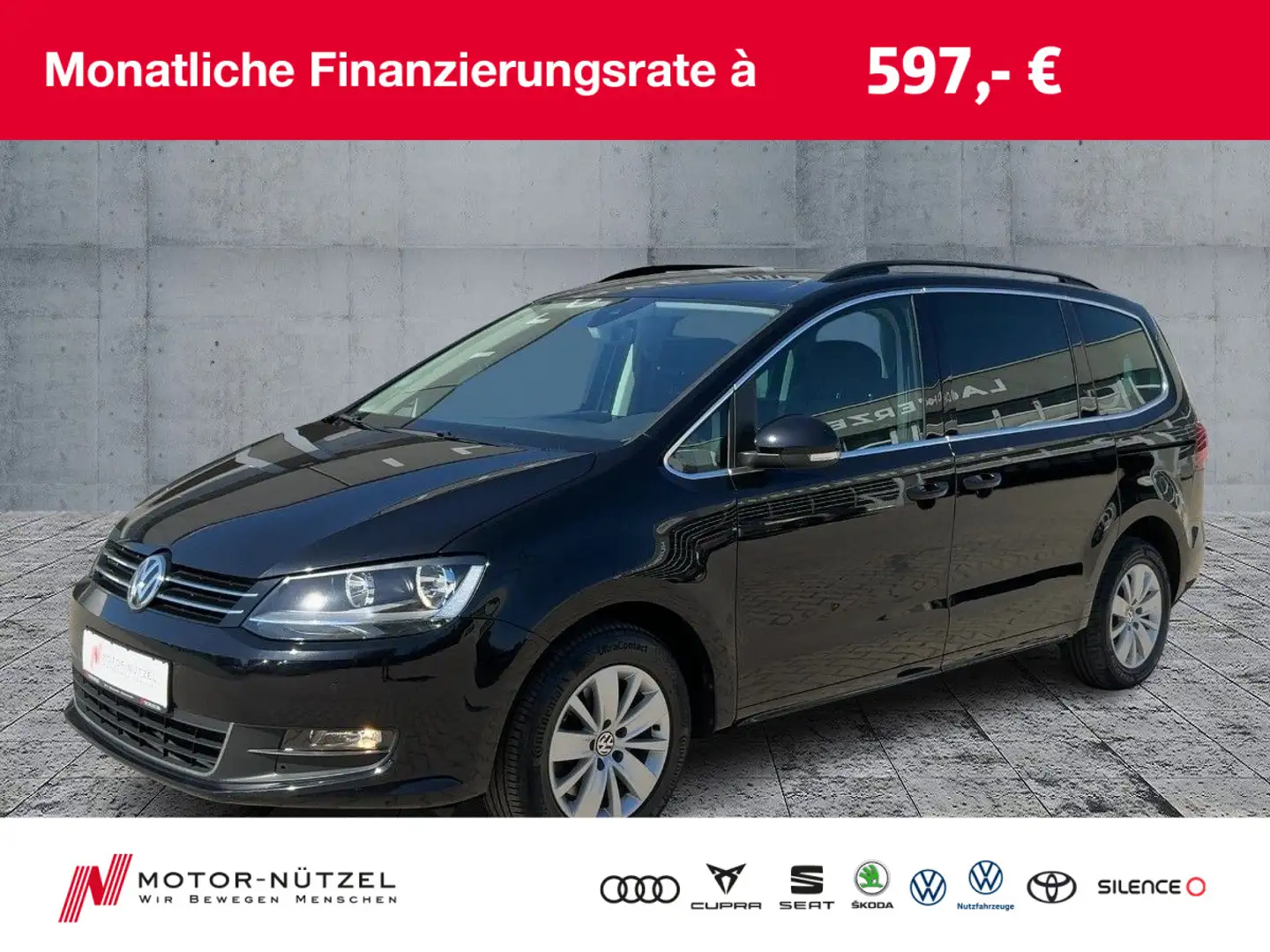 Volkswagen Sharan 2.0 TDI CL NAV+SHZ+2xPDC+MFL+AHK+7-SITZER Schwarz - 1