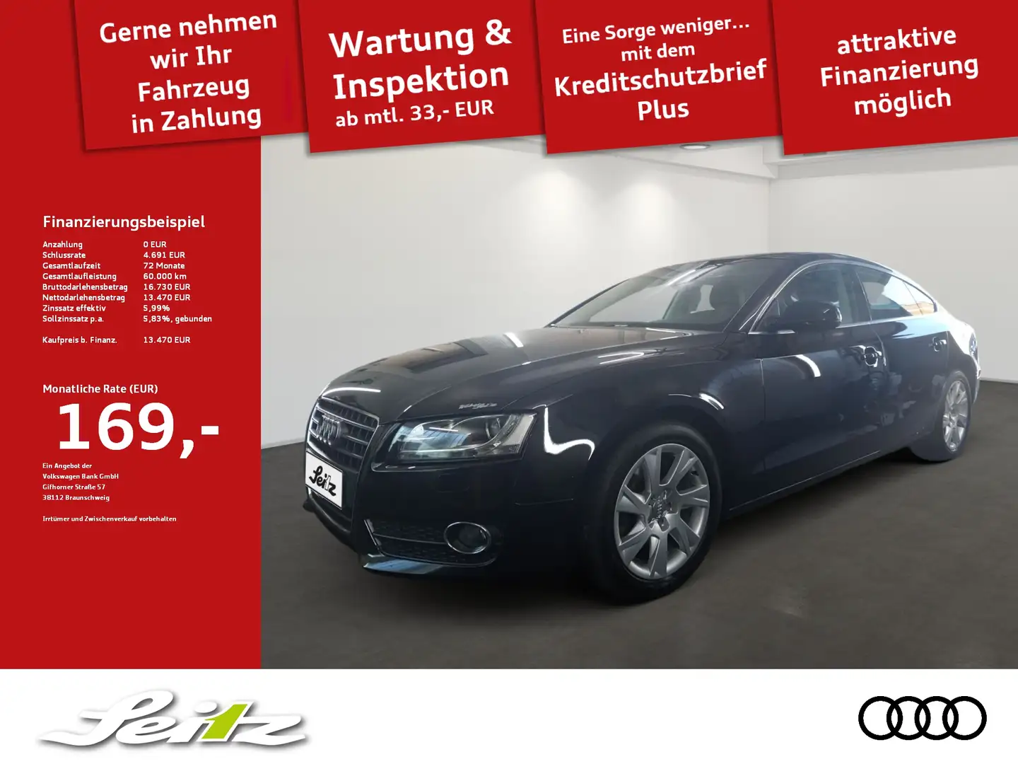 Audi A5 2.7 TDI Sportback LED. MMI-Navi. Sitzheizung Schwarz - 1