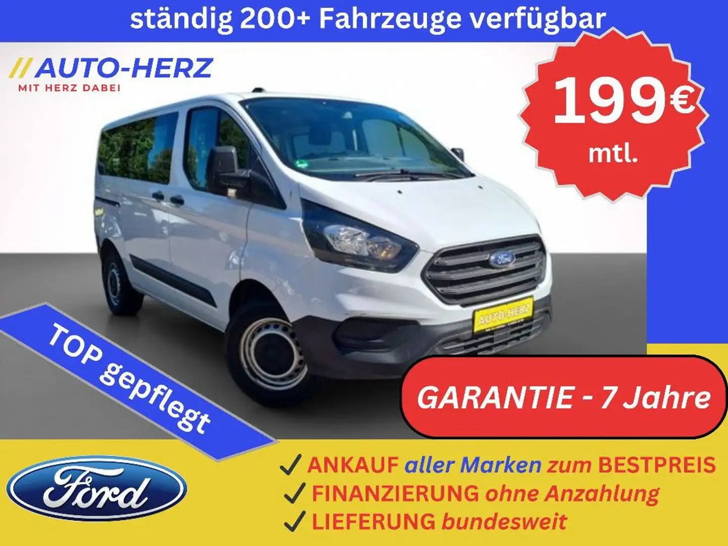Ford Transit Custom Bus *6 SITZE+AHK* Weiß - 1