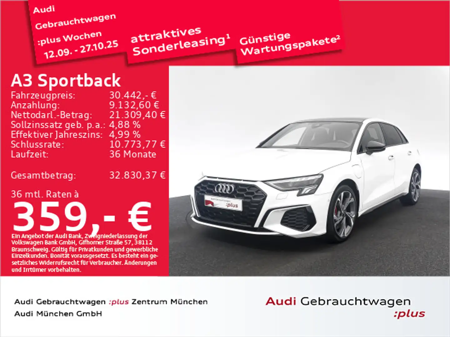 Audi A3 45 TFSI e S tronic 2x S line Pano/B Weiß - 1