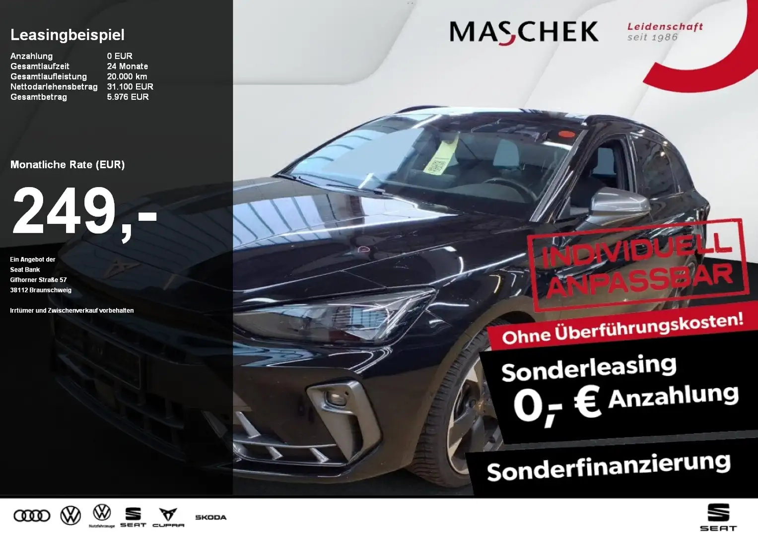 CUPRA Leon Sportstourer 2.0 TDI Sonderleasing! AHK Navi Sitzh Schwarz - 1