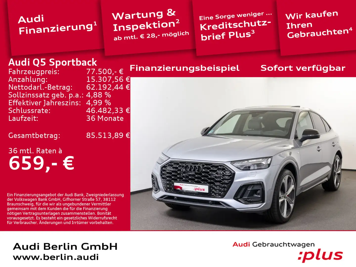 Audi Q5 S line 55 TFSI e qu. S tronic Silber - 1