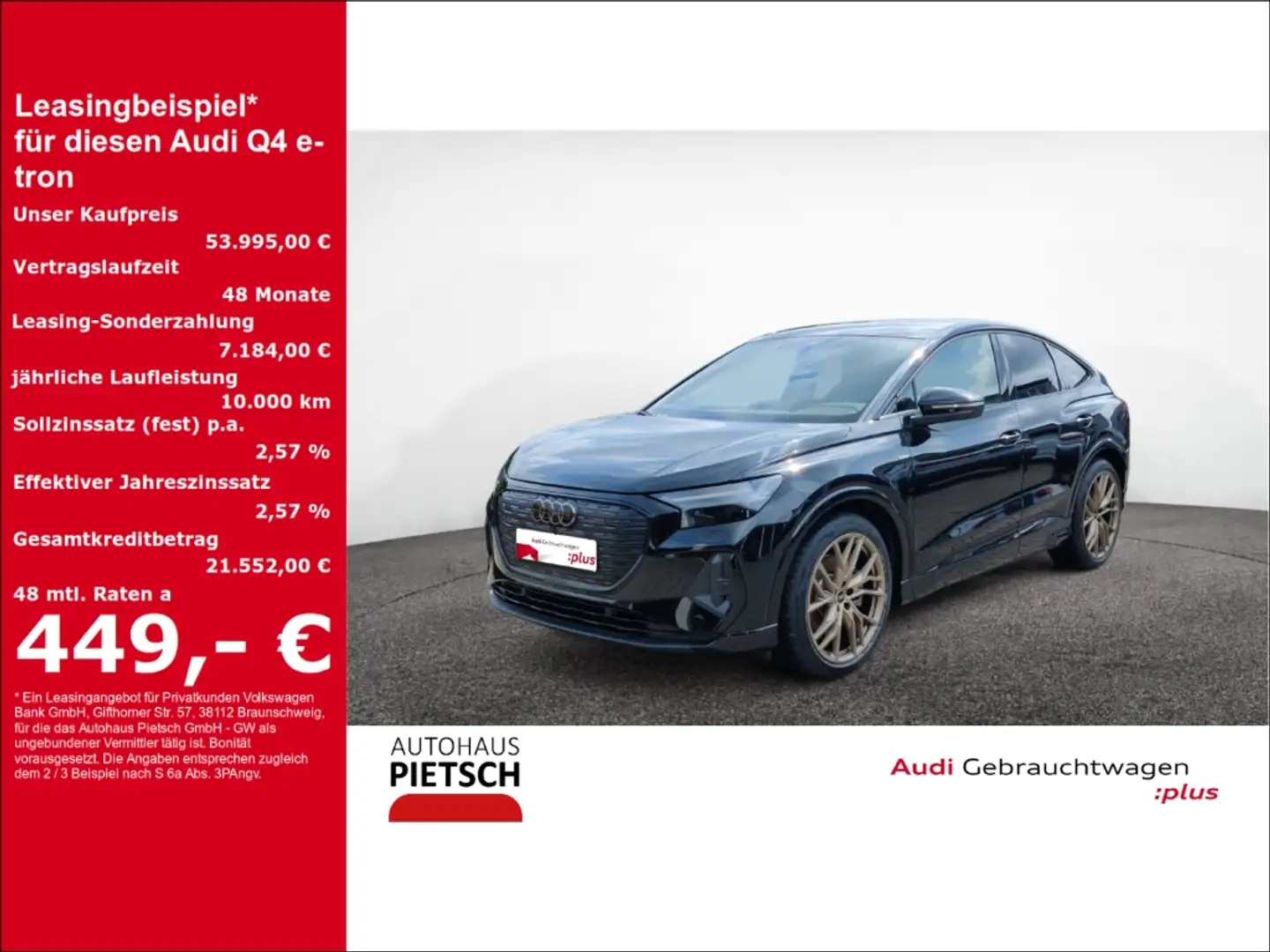 Audi Q4 e-tron Sportback 45 quattro S line AHK Matrix Schwarz - 1