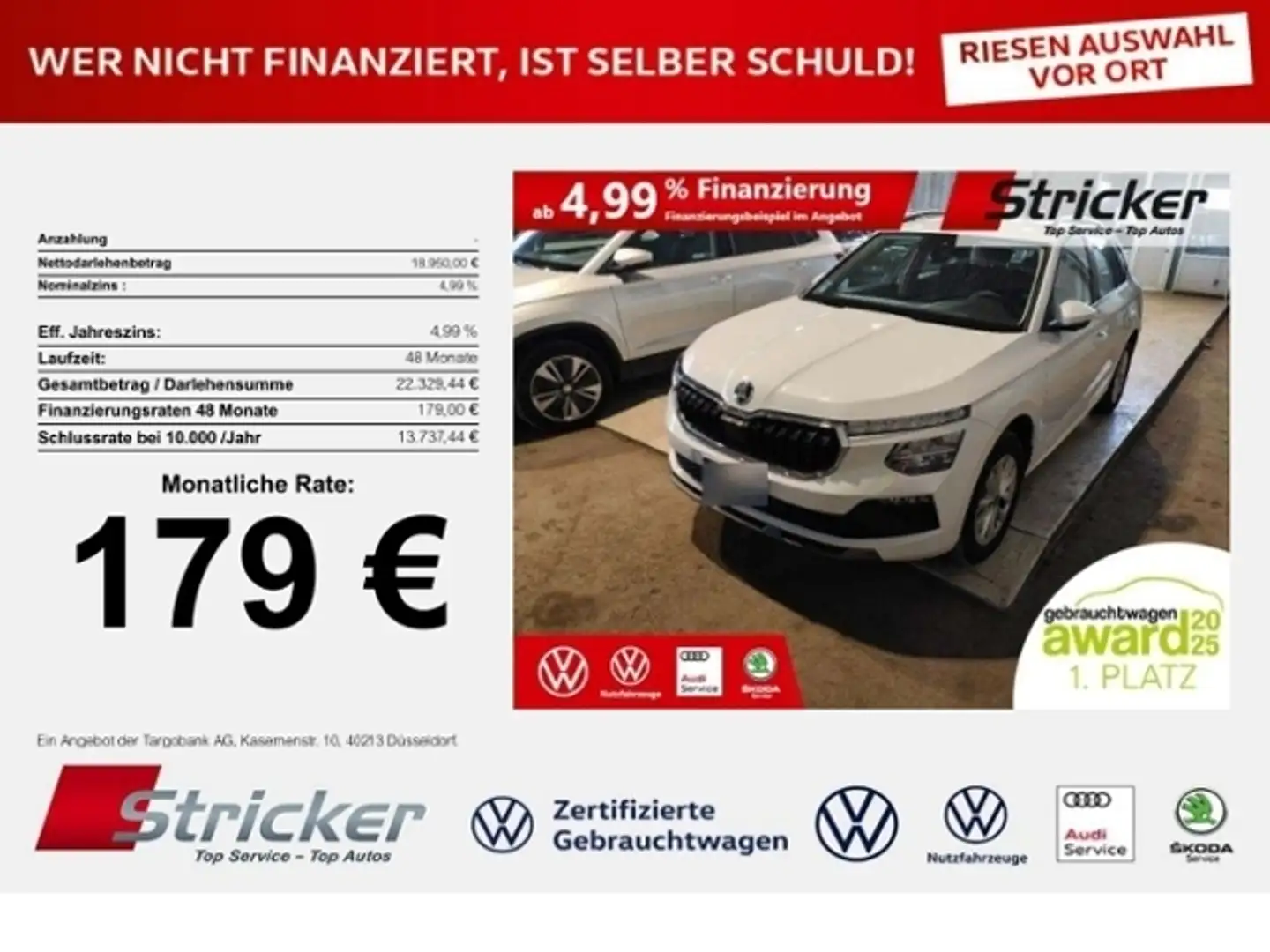 Skoda Kamiq Selection 1.0TSI 179,-ohne Anzahlung Einparkhilfe Weiß - 1