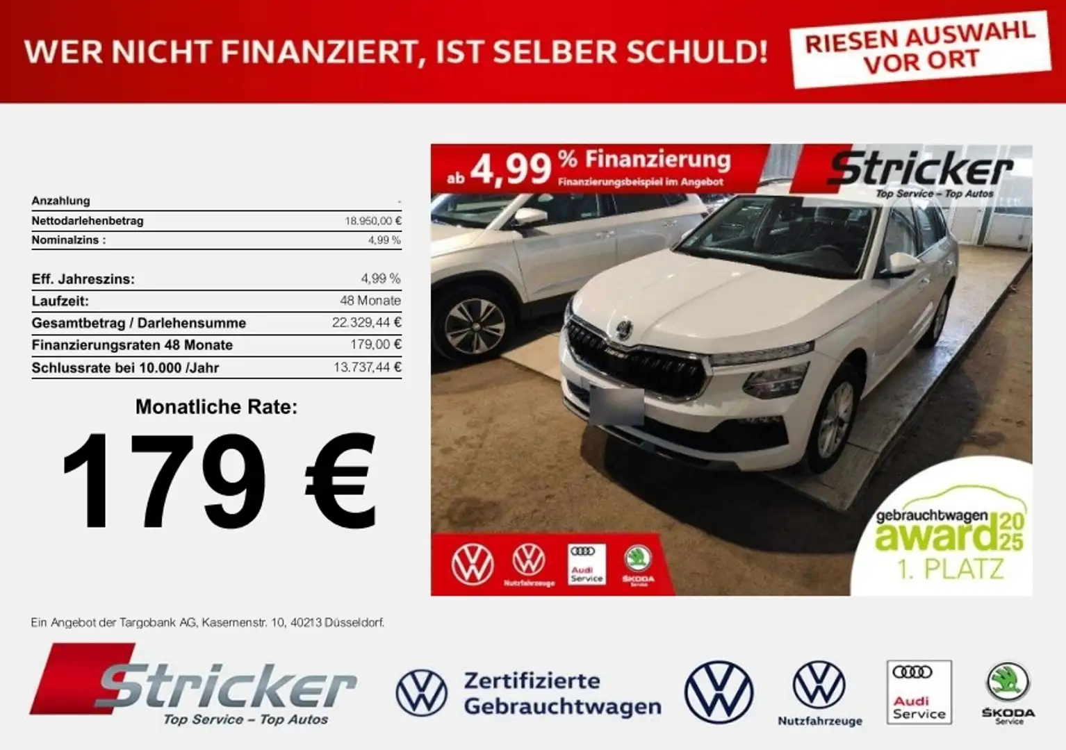 Skoda Kamiq Selection 1.0TSI 179,-ohne Anzahlung Einparkhilfe Weiß - 1