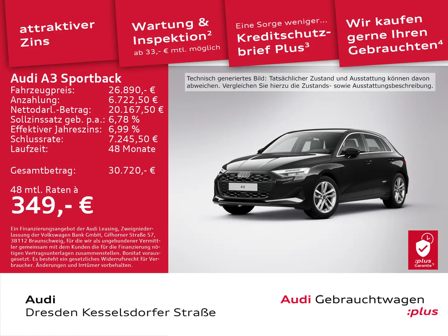 Audi A3 Advanced 30 TFSI 85(116) kW(PS) S t Schwarz - 1