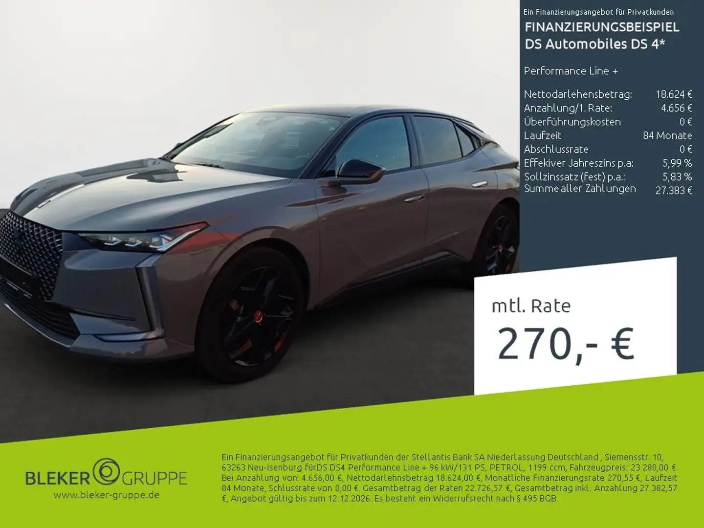 DS Automobiles DS 4 Performance Line + Gris - 1