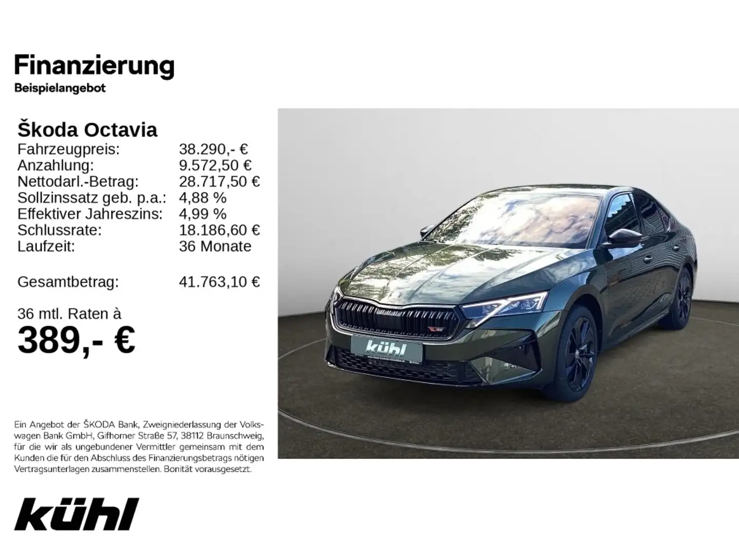 Skoda Octavia 2.0 TSI DSG RS Navi,AHK,Canton Grün - 1