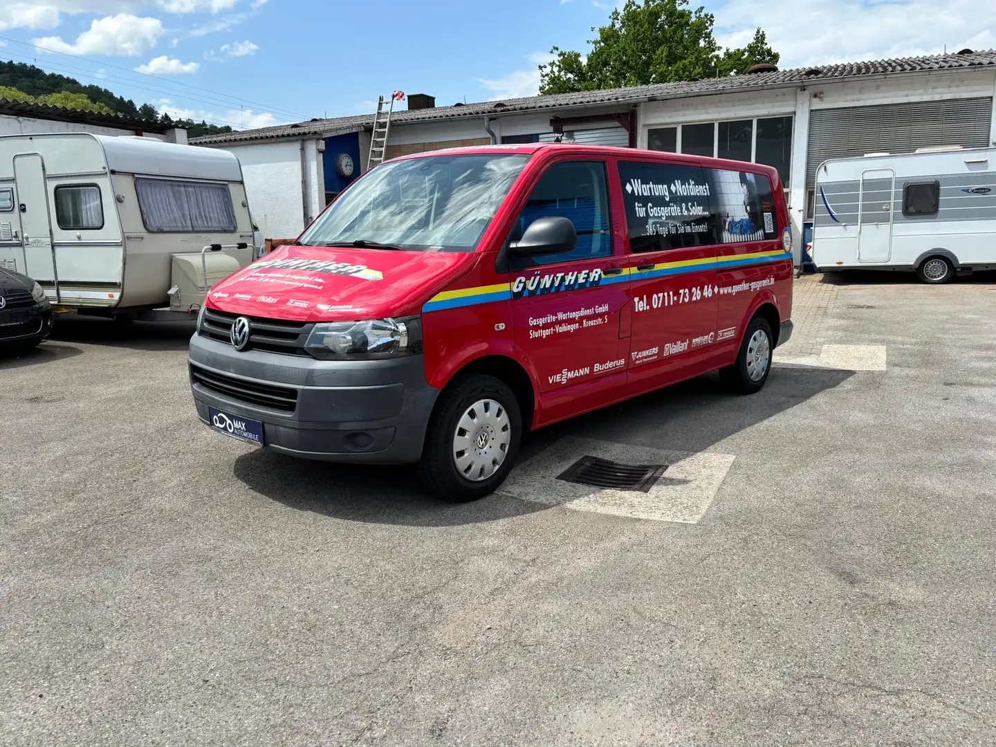 Volkswagen T5 Transporter Kombi lang AHK,2 Schiebetüren,Klima,Sitzheizung Rot - 1