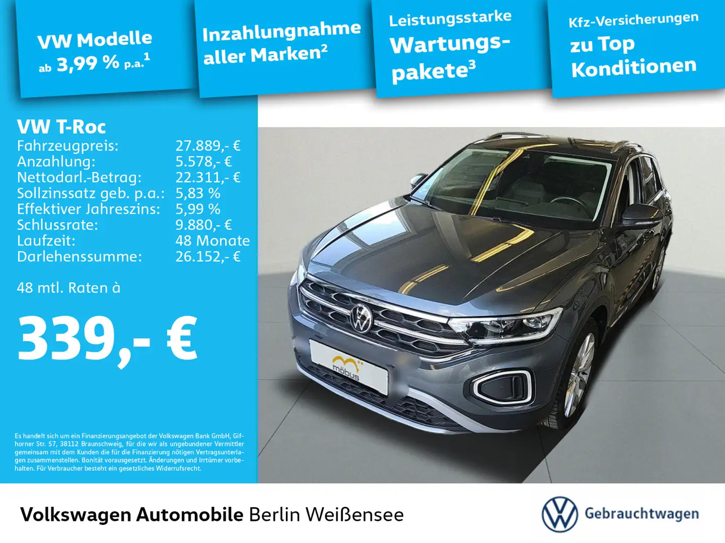 Volkswagen T-Roc 1.5 TSI DSG*STYLE*LED*ACC*NAVI*RFK*TRAVEL- Grau - 1