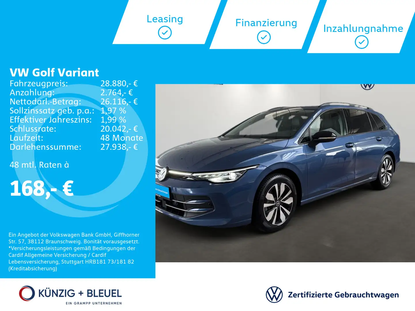 Volkswagen Golf Variant Goal 2.0 TDI DSG*AHK*Navi*Matrix*Sp Modrá - 1