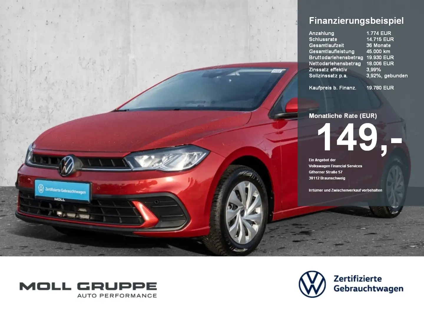 Volkswagen Polo 1.0 TSI Life LED NAVI Rot - 1