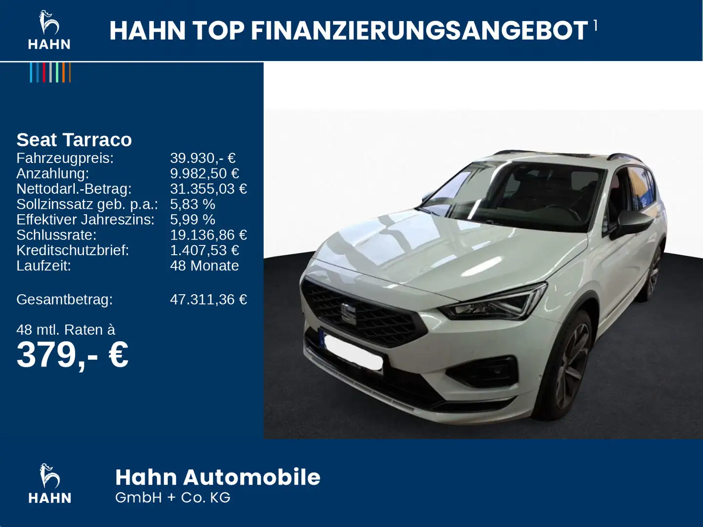 SEAT Tarraco 2.0TDI DSG 4Drive FR Pano AHK Navi ACC Weiß - 2