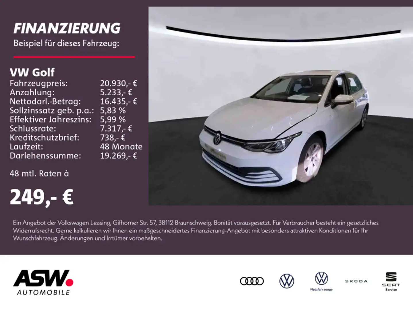 Volkswagen Golf Life 1.0TSI LED Navi PDC ACC SHZ AHK Weiß - 1