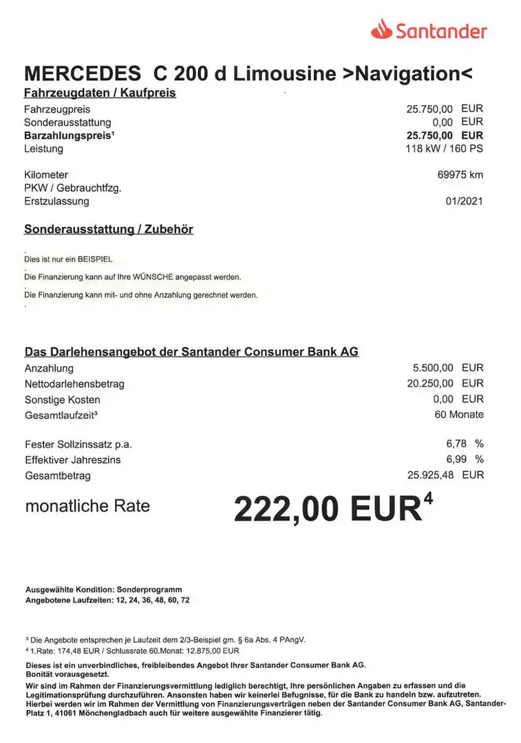 Mercedes-Benz C 200 d Lim NAVI/LED-Licht/SHZ/Parkassist/PDC Schwarz - 2