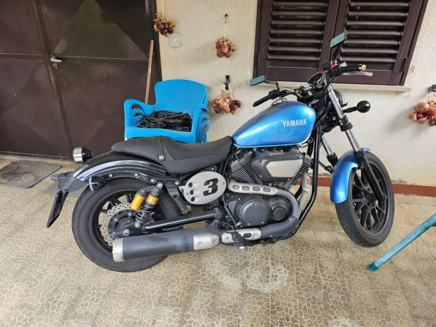Yamaha XV 950 versione s , con olhins posteriori Blu/Azzurro - 2