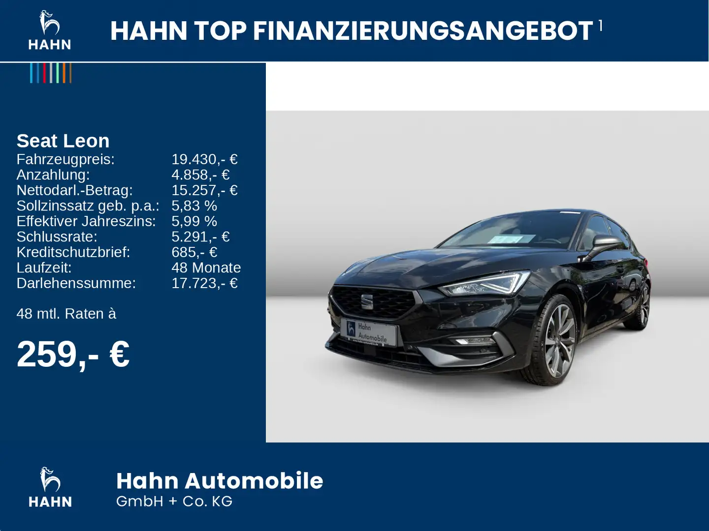 SEAT Leon FR 2.0TDI DSG ACC AHK Cam LED Navi Sitzheiz Noir - 2