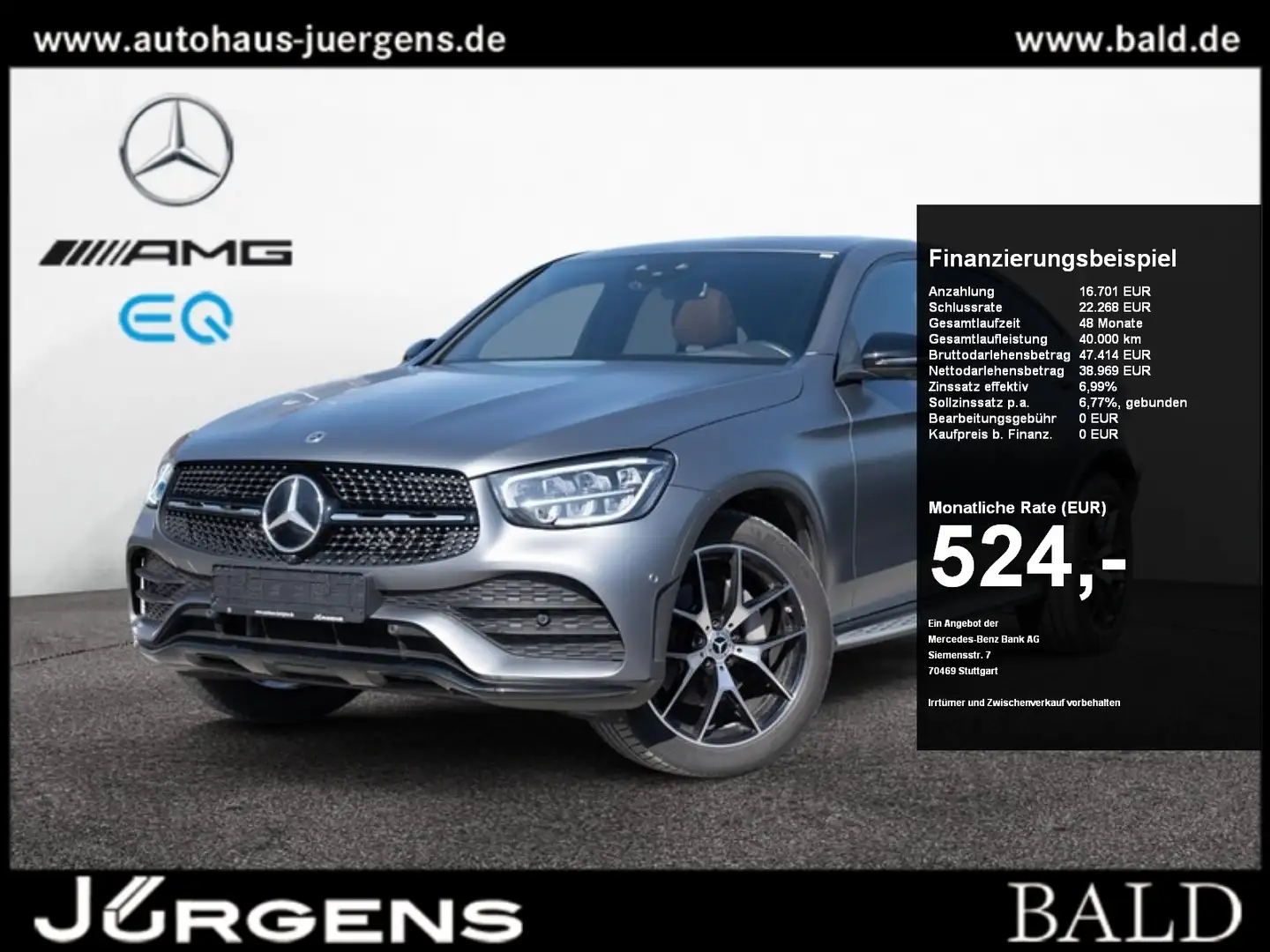 Mercedes-Benz GLC 300 d 4M Coupé AMG-Sport/Wide/SHD/HUD/AHK/20 siva - 1