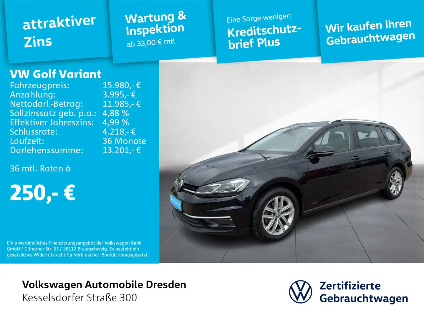 Volkswagen Golf Variant Golf VII Variant 1.0 TSI Comfortline ACC LED Nav Nero - 1