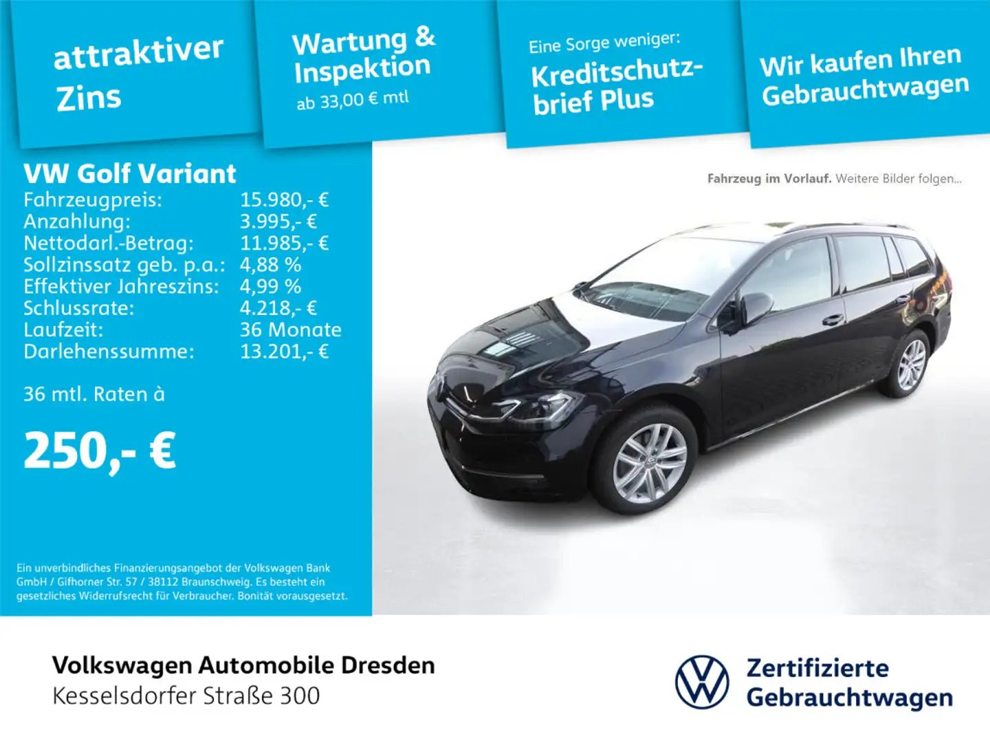 Volkswagen Golf Variant Golf VII Variant 1.0 TSI Comfortline ACC LED Nav Schwarz - 1