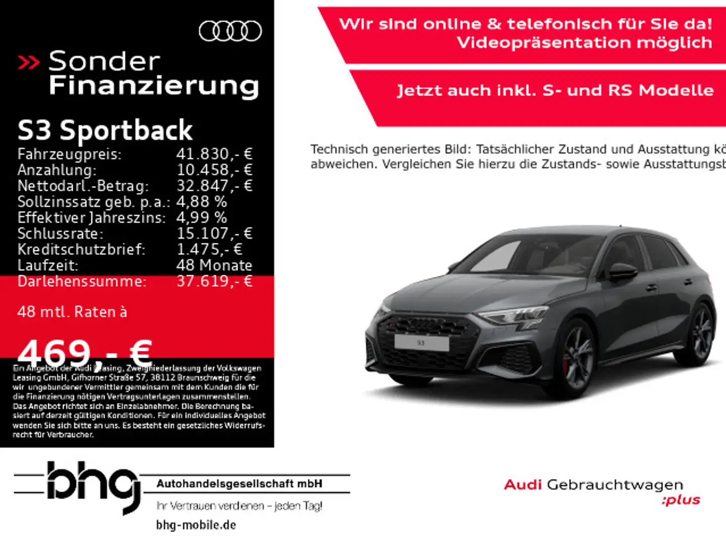 Audi S3 quattro S-tronic Navi ACC Virtual Grigio - 1