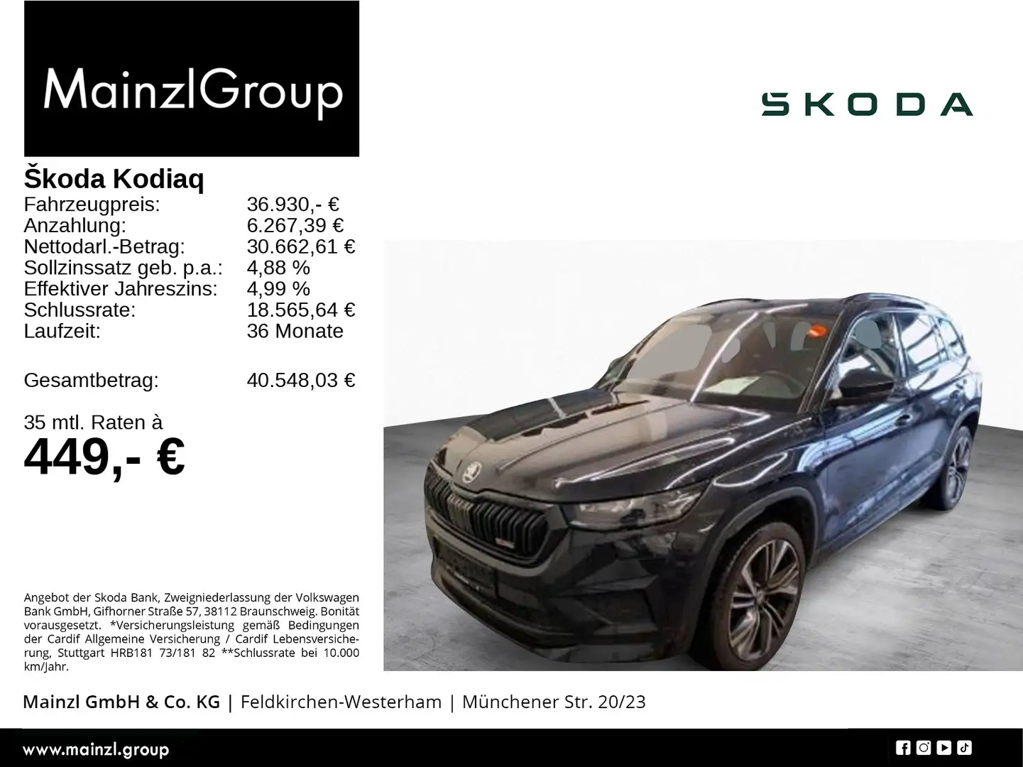 Skoda Kodiaq RS 2.0 TSI 4x4 DSG AHK Navi SHZ Kamera Schwarz - 1