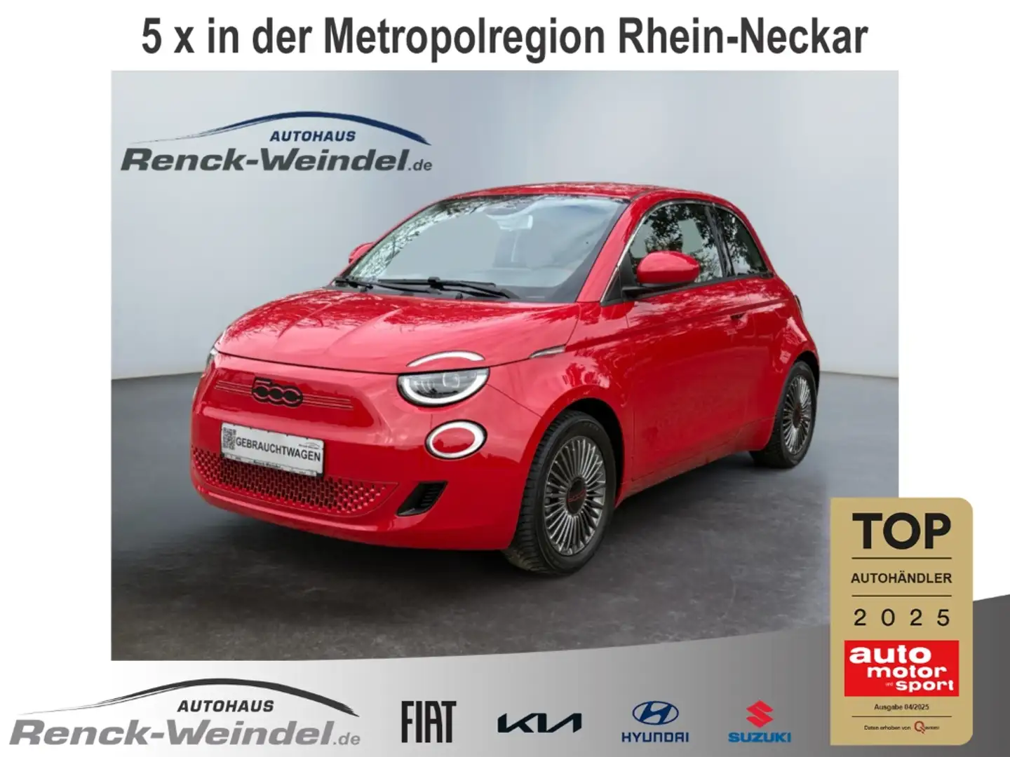 Fiat 500e Red Navi Apple CarPlay Android Auto Klimaautom Fah Rot - 1