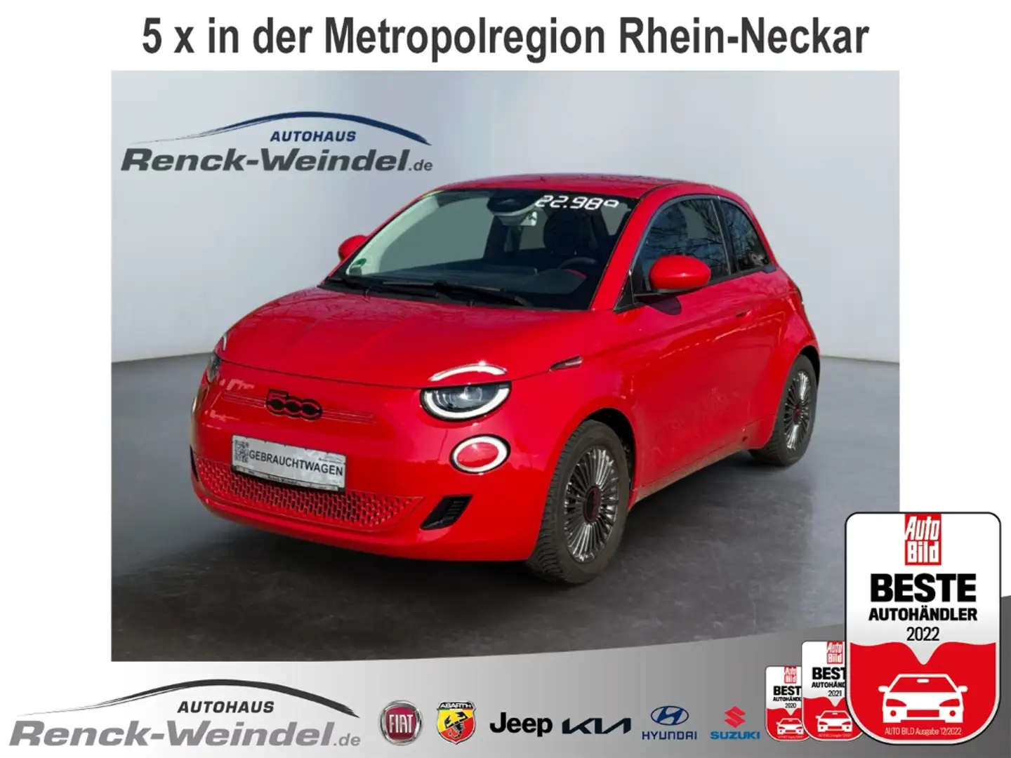 Fiat 500e Red Navi Apple CarPlay Android Auto Klimaautom Fah Rot - 1