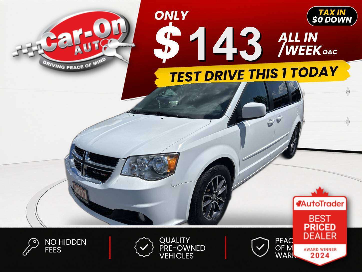 White 2017 Dodge Grand Caravan Minivan Front-Wheel Drive Automatic
