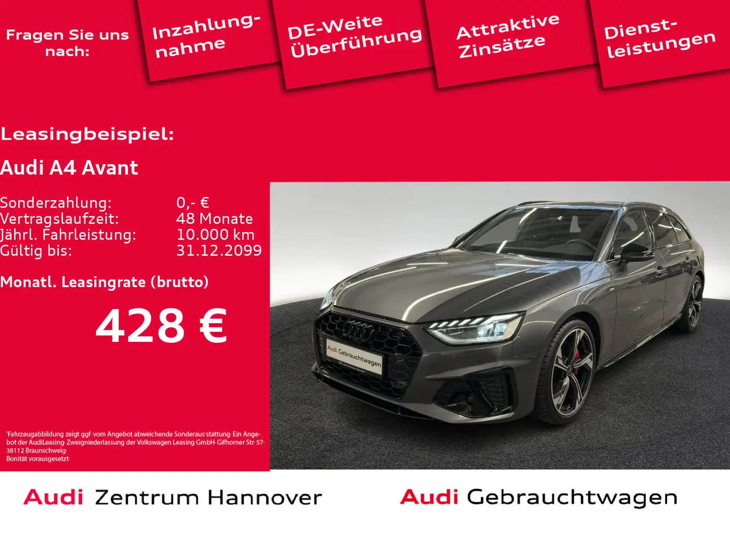 Audi A4 40 TFSI S line Pano Matrix LED Teillede Grau - 1