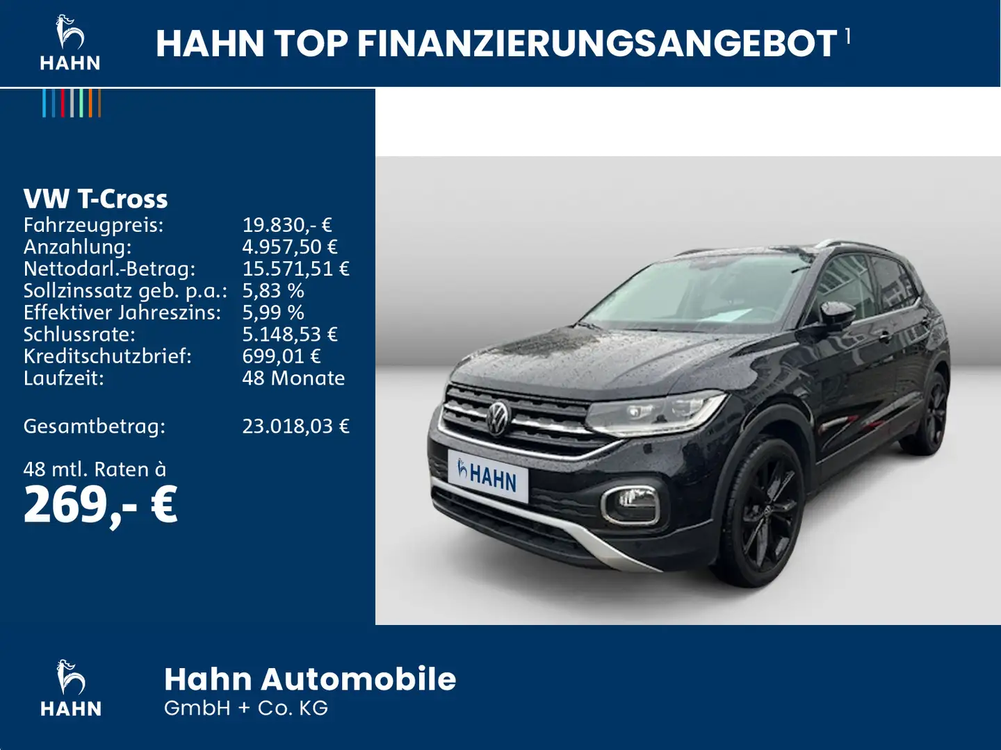 Volkswagen T-Cross 1.0TSI Style LED Cam CarPlay Sitzh Clima Schwarz - 2