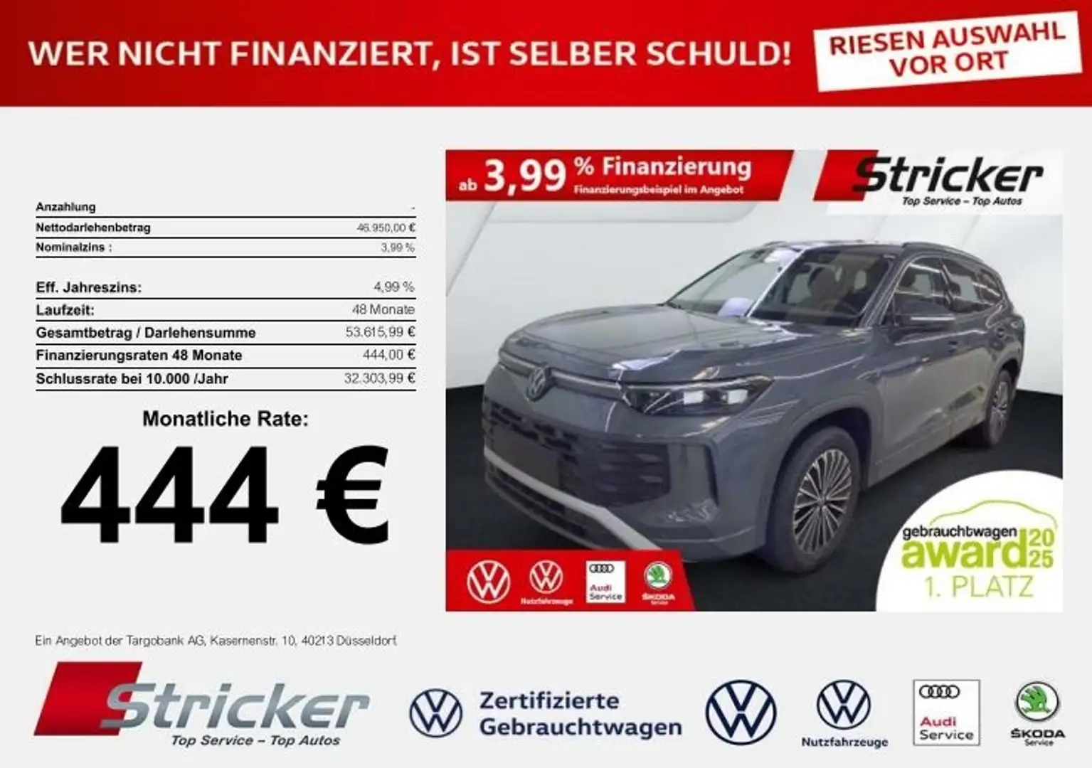 Volkswagen Tayron Life 2.0TDI DSG 4M 444,-ohne Anzahlung AHK 7-Sitz Grau - 2