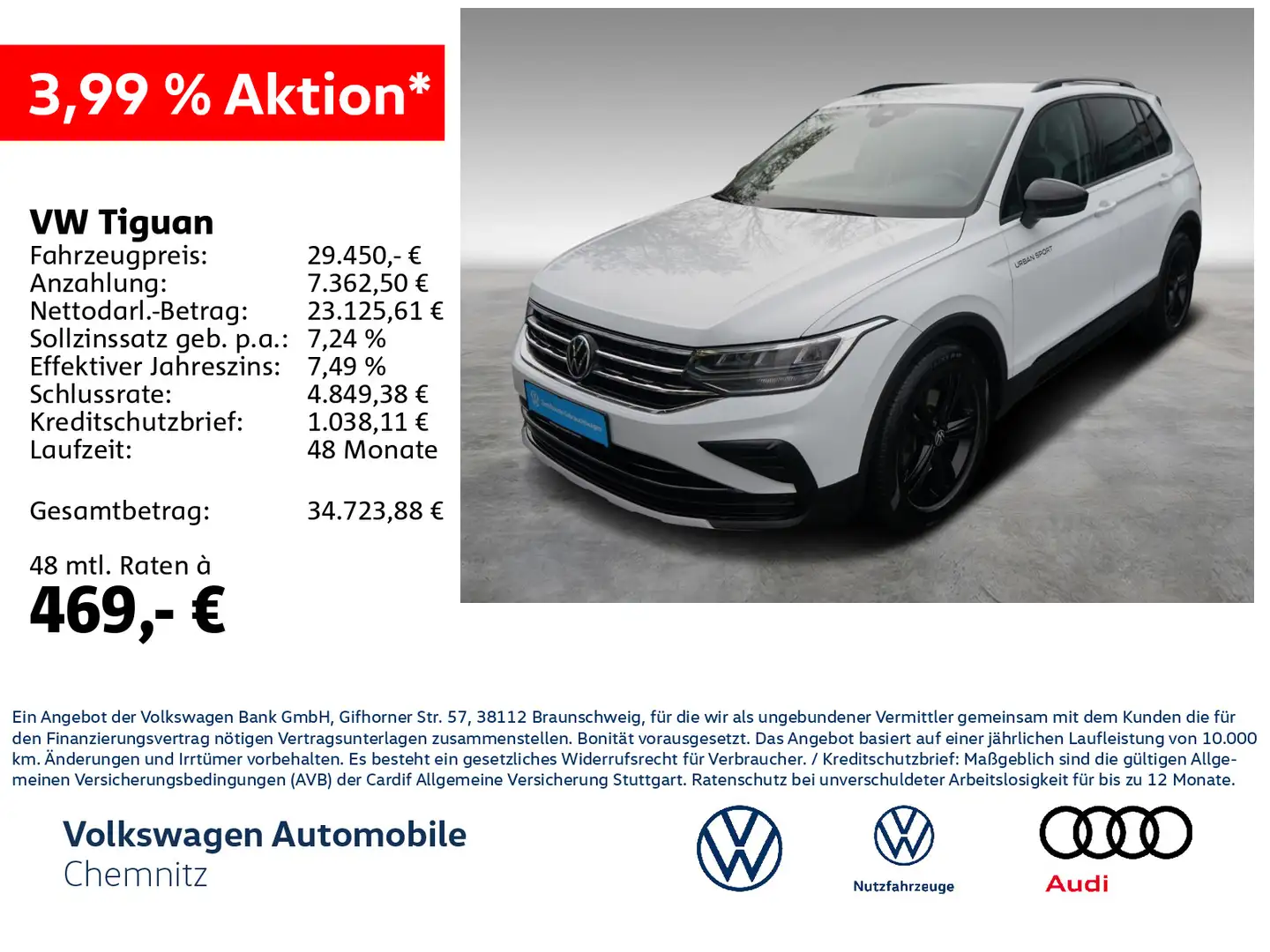 Volkswagen Tiguan 2.0 TSI Urban Sport 4Motion*AHK*LED*Navi* Weiß - 1