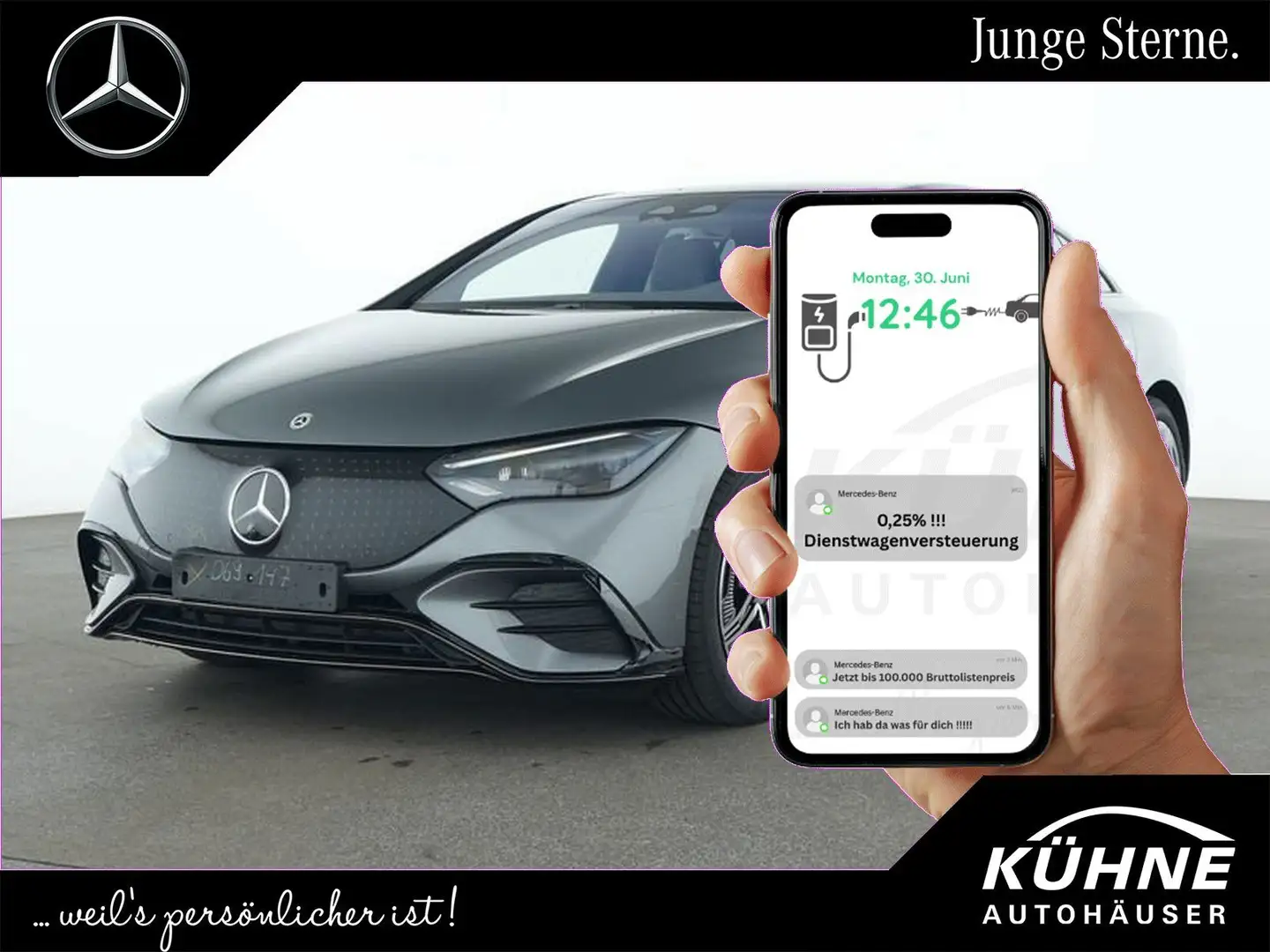 Mercedes-Benz EQE 350 4M AMG+Hyper+Airmat+Premiu+HA 10+Pano+22 Grijs - 1