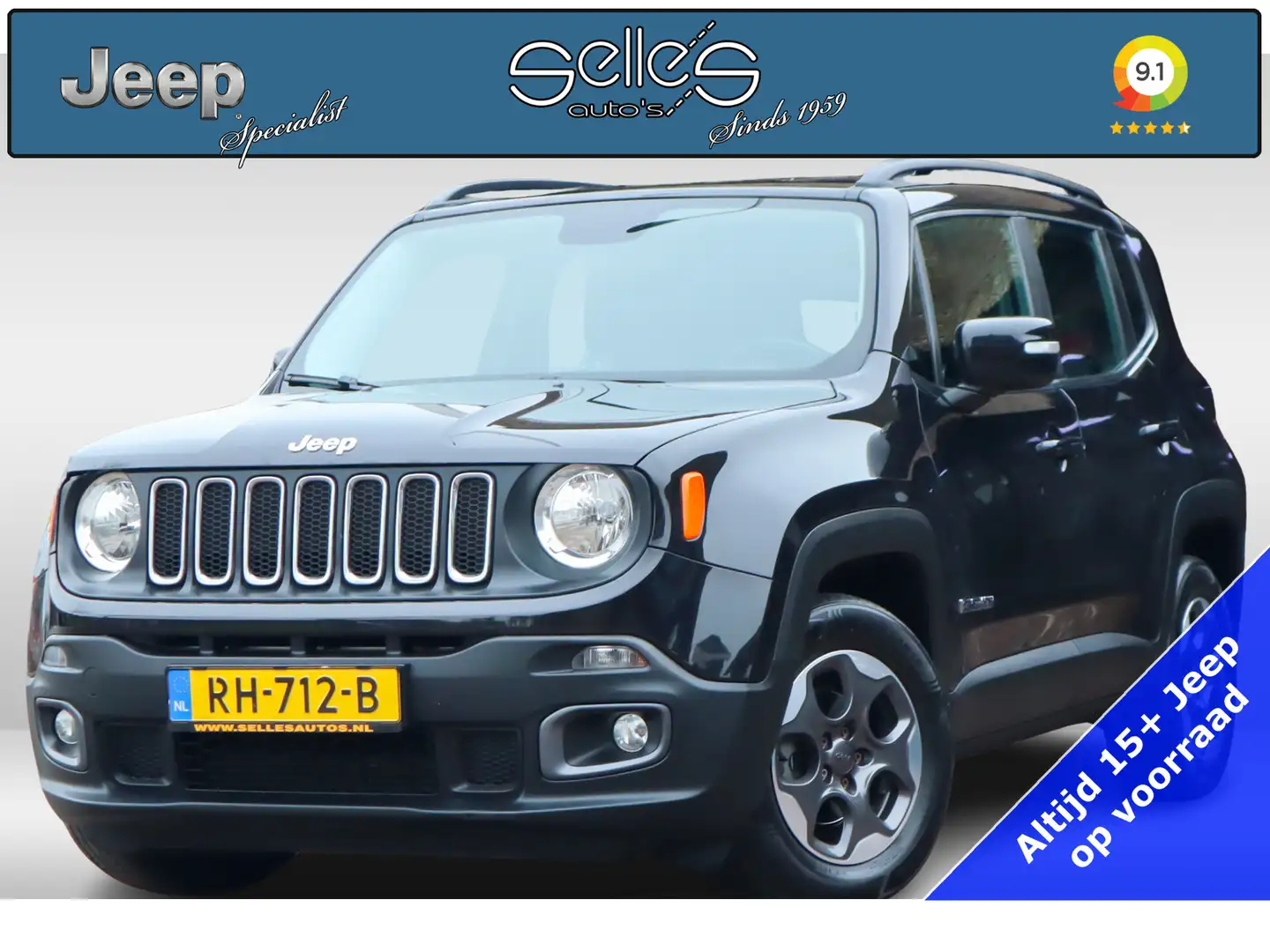 Jeep Renegade 1.4 Longitude | Trekhaak | Navigatie | Parkeersens Zwart - 1